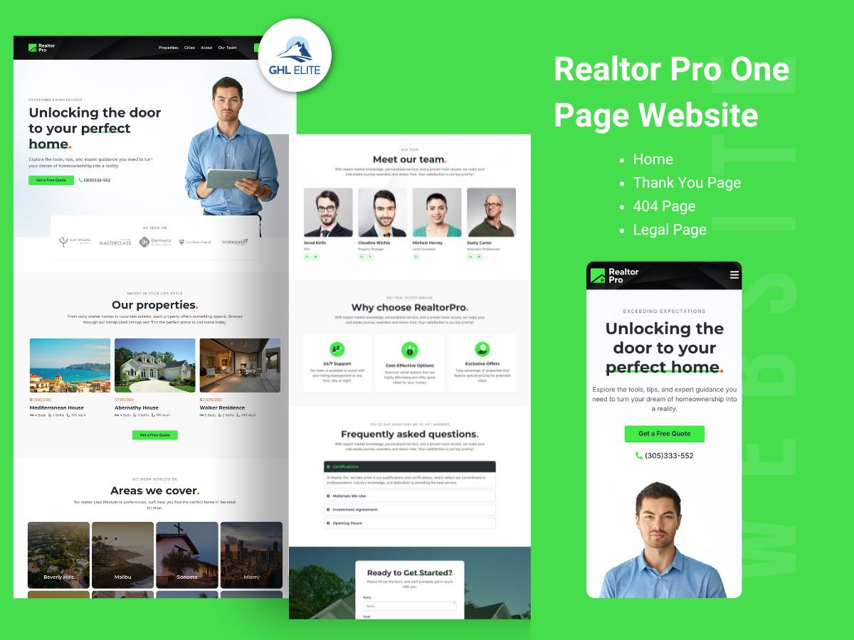Realtor Pro One Page Website