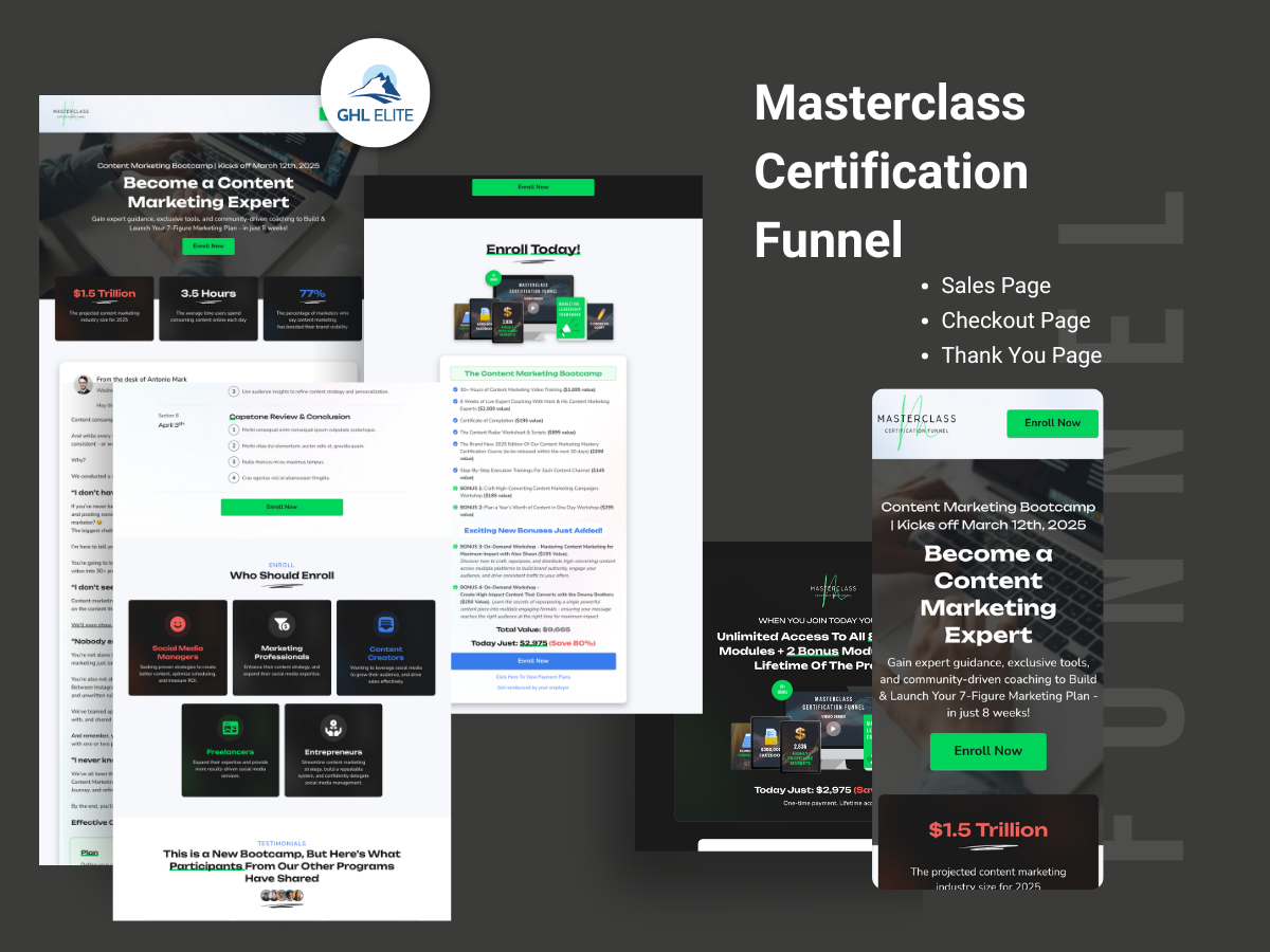 Masterclass Certification Funnel