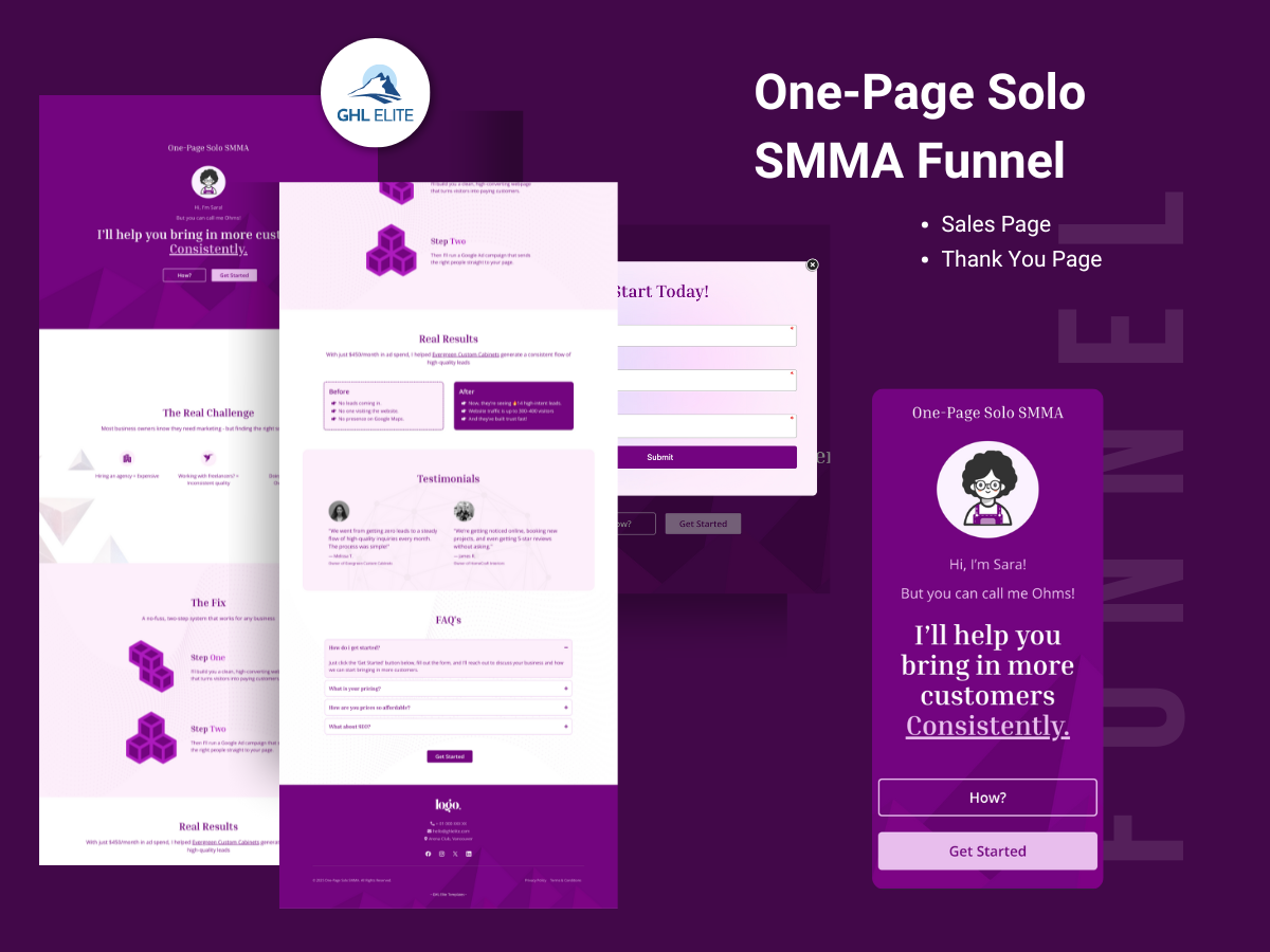 One-Page Solo SMMA Funnel