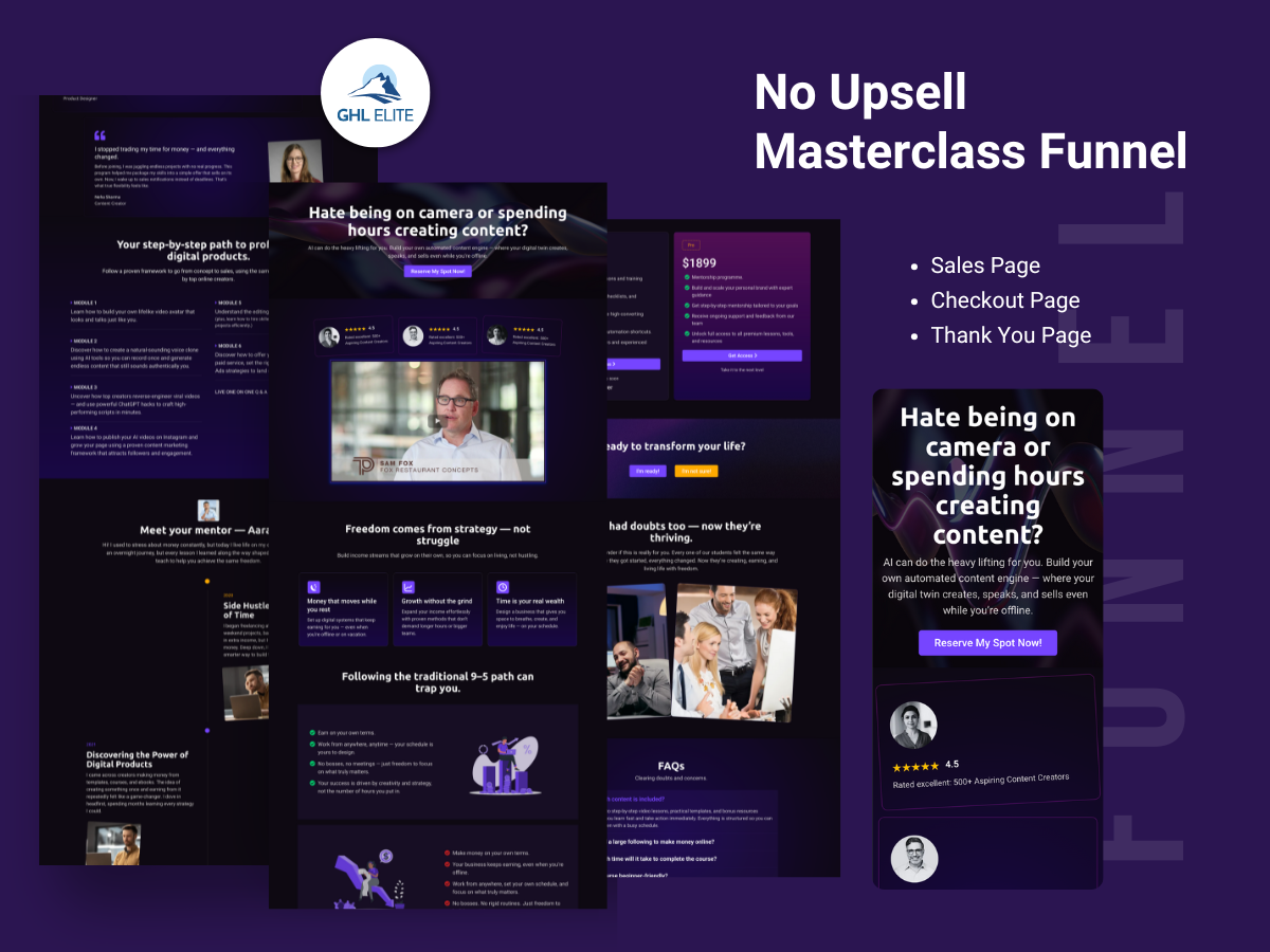 No Upsell Masterclass Funnel